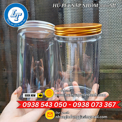 hũ nhựa PET nắp nhôm 1000ml xuất kho giá rẻ 2 hũ nhựa PET nắp nhôm 1000ml xuất kho giá rẻ 2