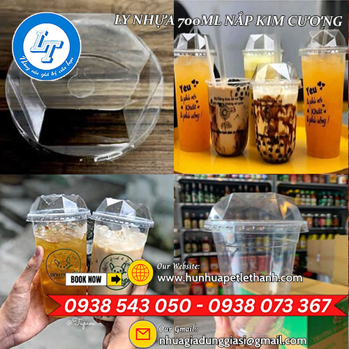 ly nhựa PP đục 700ml nắp kim cương giá sỉ 4 ly nhựa PP đục 700ml nắp kim cương giá sỉ 4