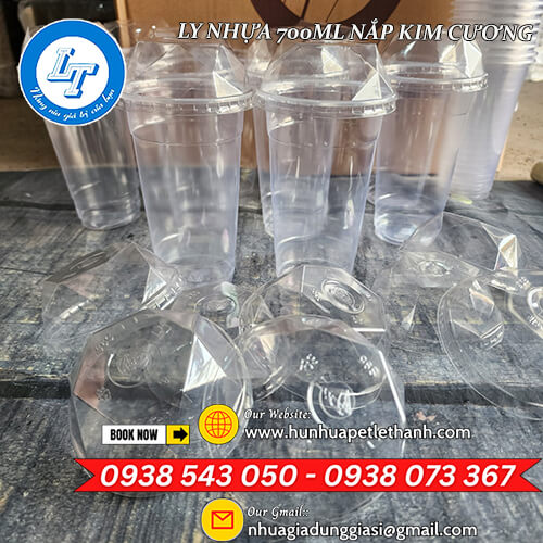 ly nhựa PP đục 700ml nắp kim cương giá sỉ 6 ly nhựa PP đục 700ml nắp kim cương giá sỉ 6