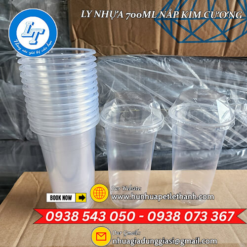 ly nhựa PP đục 700ml nắp kim cương giá sỉ 3 ly nhựa PP đục 700ml nắp kim cương giá sỉ 3