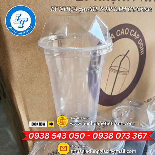 ly nhựa PP đục 700ml nắp kim cương giá sỉ 1 ly nhựa PP đục 700ml nắp kim cương giá sỉ 1