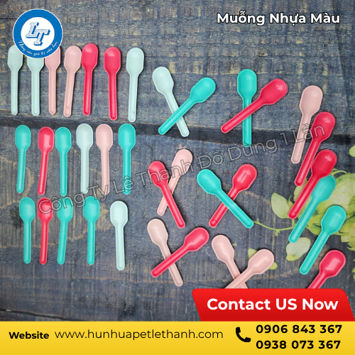 muỗng nhựa màu giá rẻ cho tiệm xôi, quán chè 2 muỗng nhựa màu giá rẻ cho tiệm xôi, quán chè 2