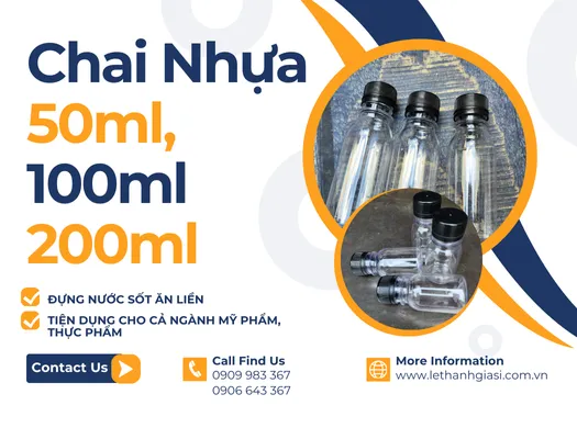 Xuất kho giá rẻ CHAI NHỰA PET 50ML, 100ML, 200ML