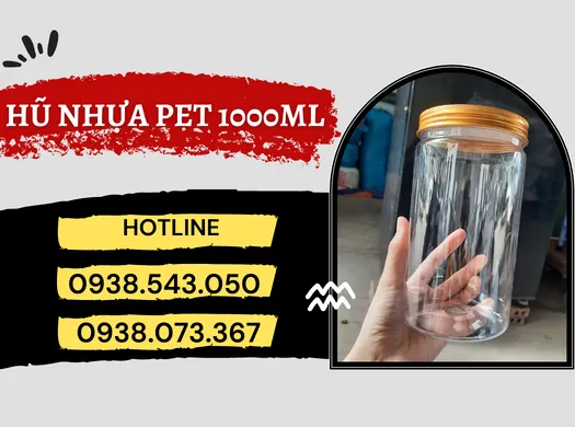 HŨ NHỰA NẮP NHÔM VÀNG 1000ML giá sỉ