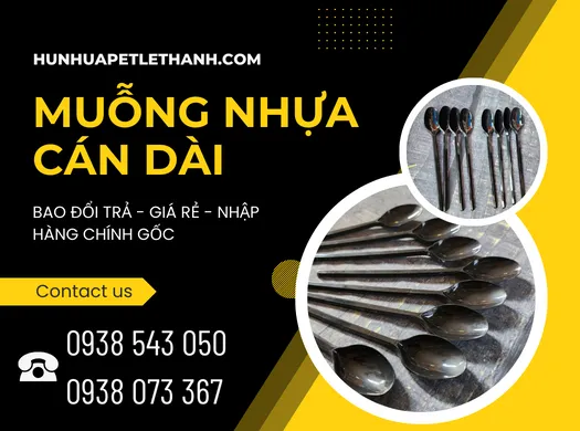 MUỖNG NHỰA CÁN DÀI màu đen giá sỉ
