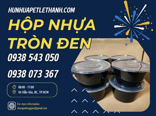 HỘP NHỰA TRÒN ĐEN nắp trong sỉ giá tốt