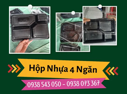 HỘP NHỰA 4 NGĂN giá sỉ dùng 1 lần