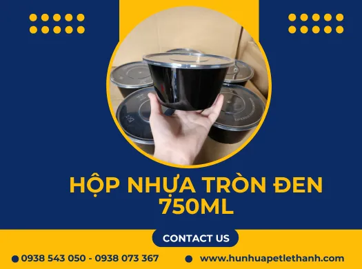 HỘP TRÒN ĐEN 750ML giá sỉ đựng cháo, hủ tiếu, phở, bún