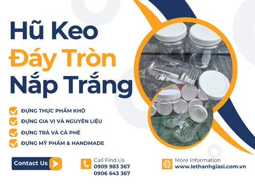 HŨ KEO TRÒN NẮP TRẮNG cửa hàng bán sỉ rẻ