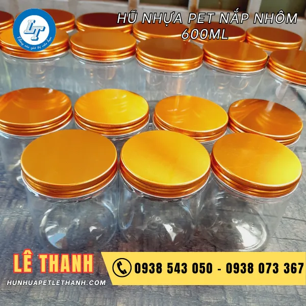 HŨ PET NẮP NHÔM 600ML (33G)