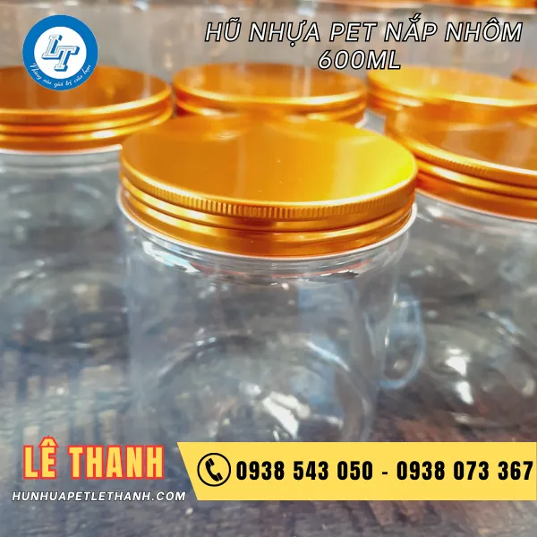 HŨ PET NẮP NHÔM 600ML (33G)