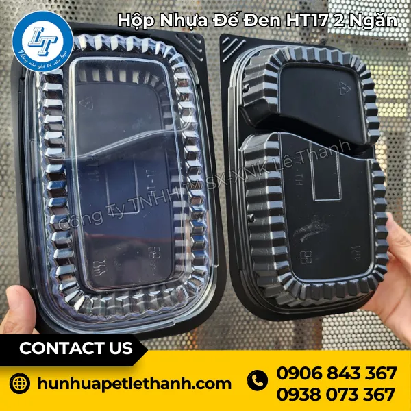 Hộp Nhựa Đế Đen HT17 2 Ngăn