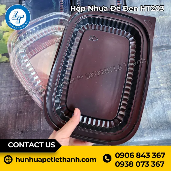 Hộp Nhựa Đế Đen HT203 1 Ngăn