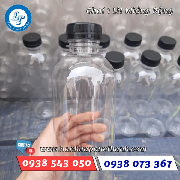 CHAI NHỰA TRÒN 1 LÍT ( MIỆNG RỘNG)