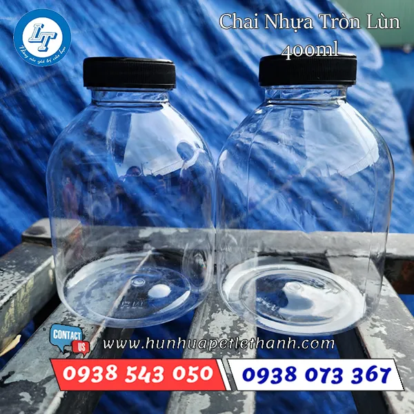 CHAI NHỰA TRÒN LÙN 400ML (MIỆNG RỘNG)
