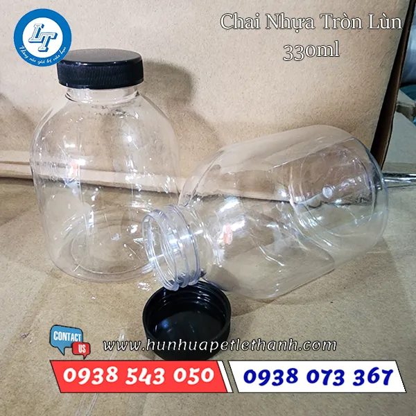CHAI NHỰA TRÒN 330ML LÙN (MIỆNG RỘNG)