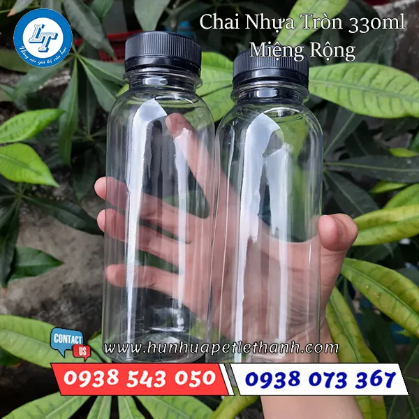CHAI NHỰA TRÒN 330ML (MIỆNG RỘNG)
