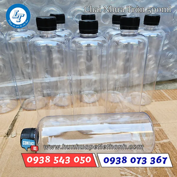 CHAI NHỰA TRÒN CAO 500ML (MIỆNG NHỎ)
