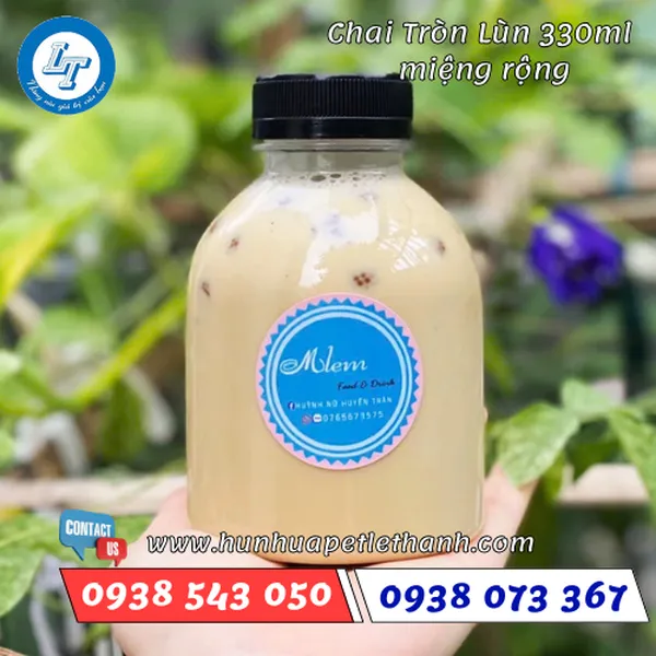 CHAI NHỰA TRÒN 330ML LÙN (MIỆNG RỘNG)