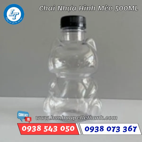 CHAI NHỰA HÌNH MÈO 500ML