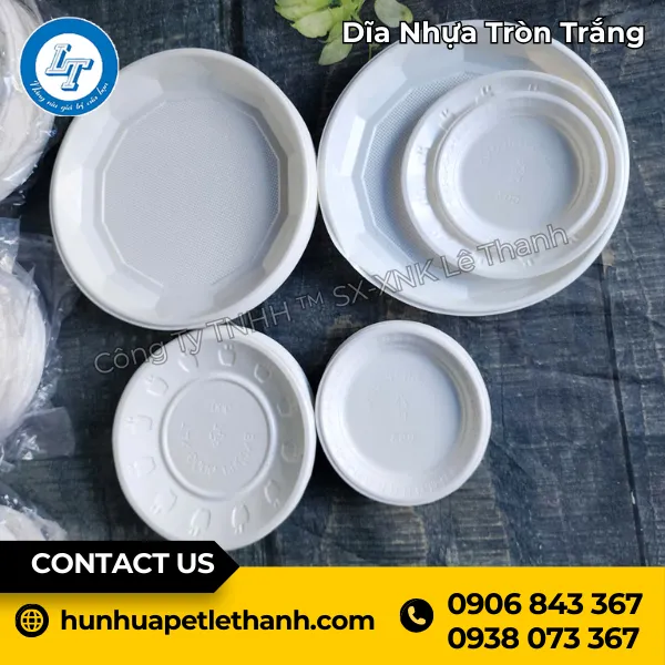 Dĩa Nhựa Tròn Trắng
