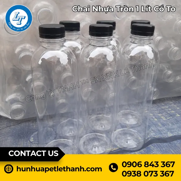 Chai Nhựa Tròn 1 Lít (Cổ Rộng)