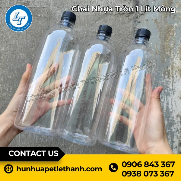 Chai Nhựa Tròn 1 Lít Mỏng