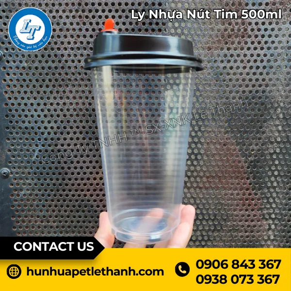 Ly Nhựa Nút Tim 500ml
