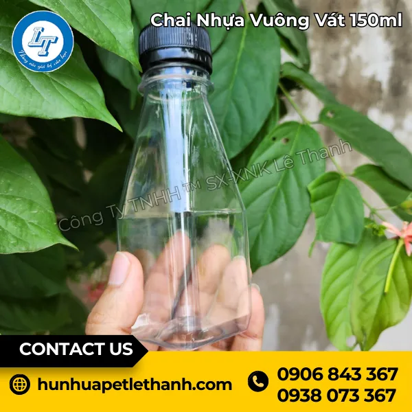 Chai Nhựa Vuông Vát 150ml