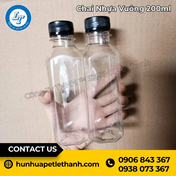 Chai Nhựa Vuông 200ml