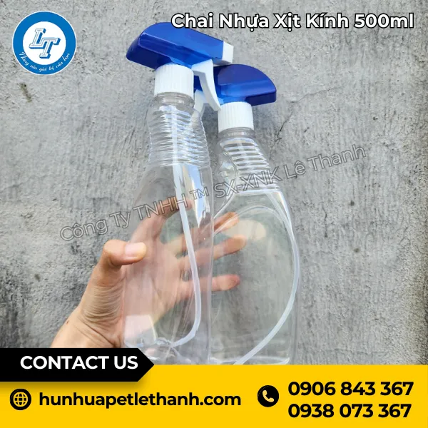 Chai Nhựa Xịt Kính 500ml
