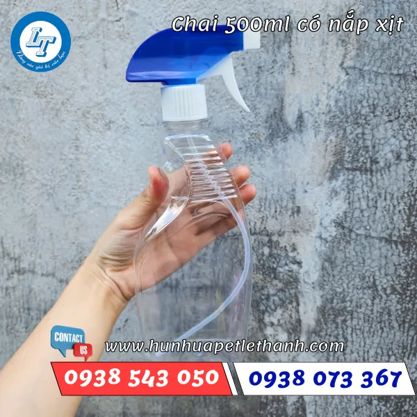 CHAI NHỰA 500ML CÓ VÒI XỊT KÍNH