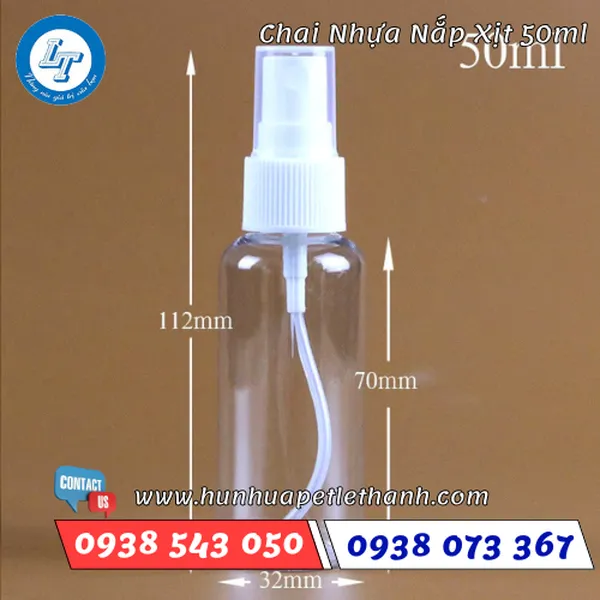 CHAI NHỰA MỸ PHẨM TRÒN 50ML PHUN