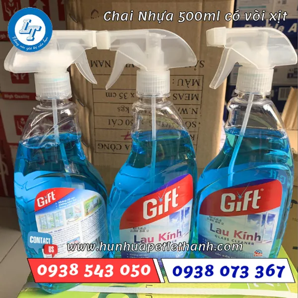 CHAI NHỰA 500ML CÓ VÒI XỊT KÍNH