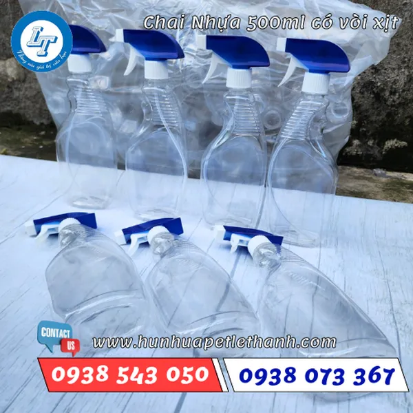 CHAI NHỰA 500ML CÓ VÒI XỊT KÍNH