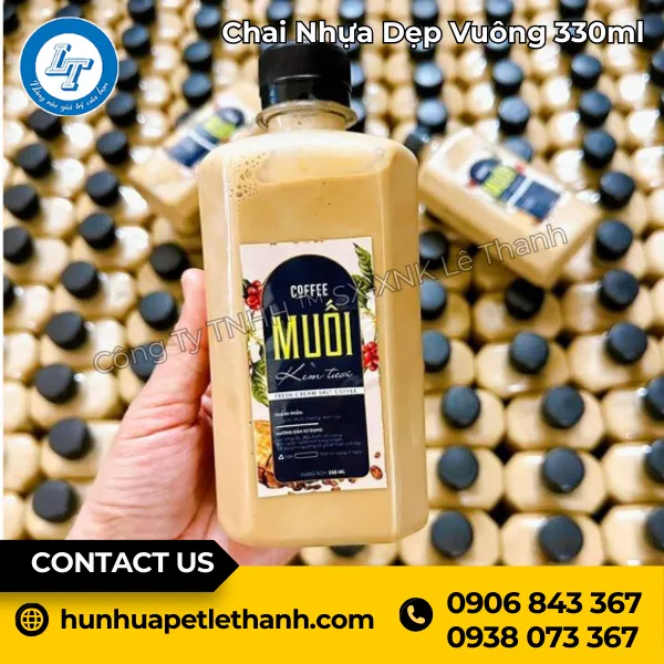 Chai Nhựa Dẹp Vuông 330ml