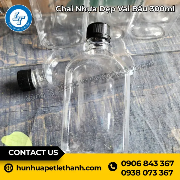 Chai Nhựa Dẹp Vai Bầu 330ml