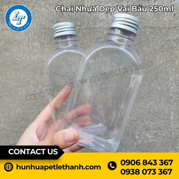 Chai Nhựa Dẹp Vai Bầu 250ml