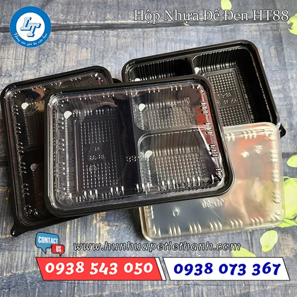 HỘP NHỰA ĐẾ ĐEN HT88 3 NGĂN