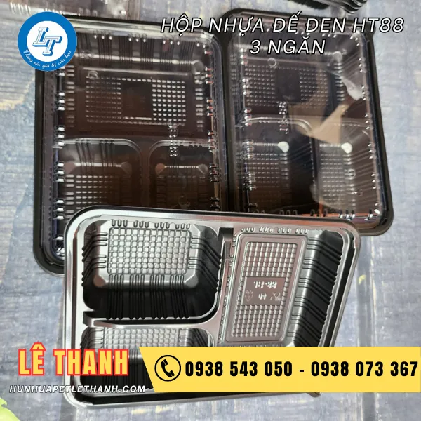 HỘP NHỰA ĐẾ ĐEN HT88 3 NGĂN