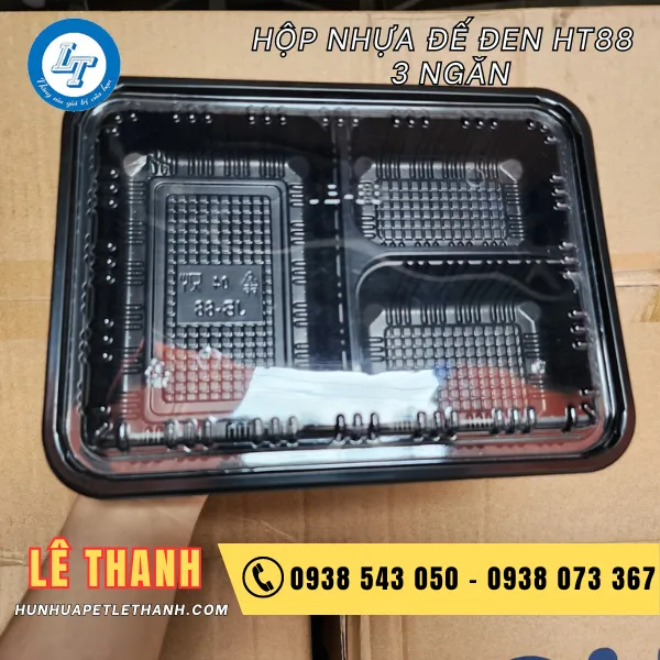 HỘP NHỰA ĐẾ ĐEN HT88 3 NGĂN