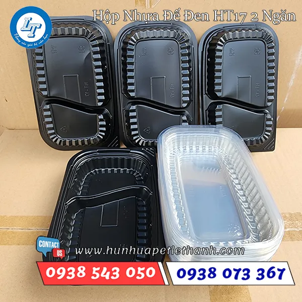 HỘP NHỰA ĐẾ ĐEN HT17 2 NGĂN