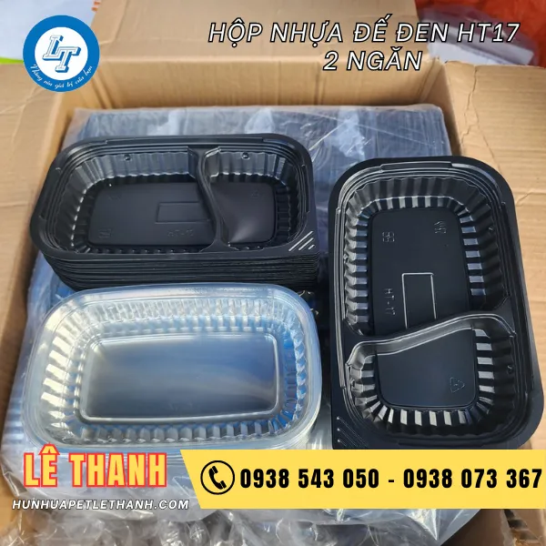 HỘP NHỰA ĐẾ ĐEN HT17 2 NGĂN