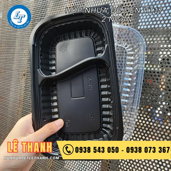 HỘP NHỰA ĐẾ ĐEN HT17 2 NGĂN