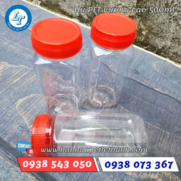 Hũ Nhựa Vuông Cao 500ml
