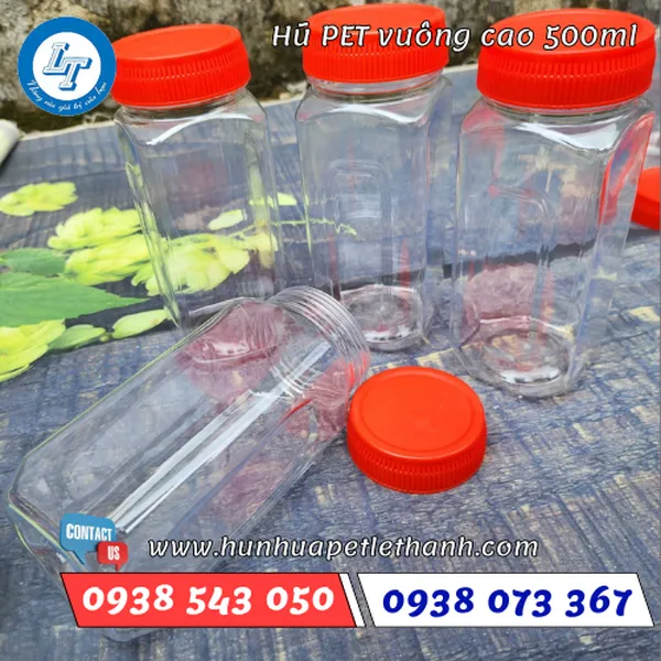 Hũ Nhựa Vuông Cao 500ml