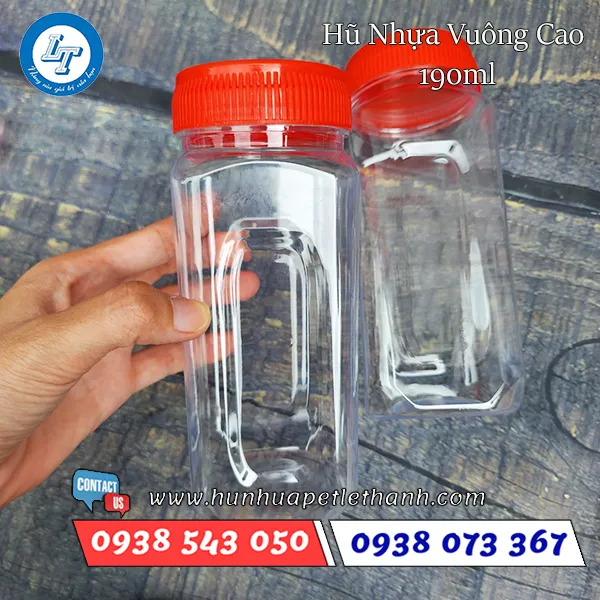 Hũ Nhựa Vuông Cao 500ml