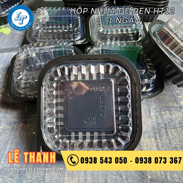 HỘP NHỰA ĐẾ ĐEN HT12 1 NGĂN