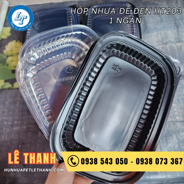 HỘP NHỰA ĐẾ ĐEN HT203 1 NGĂN