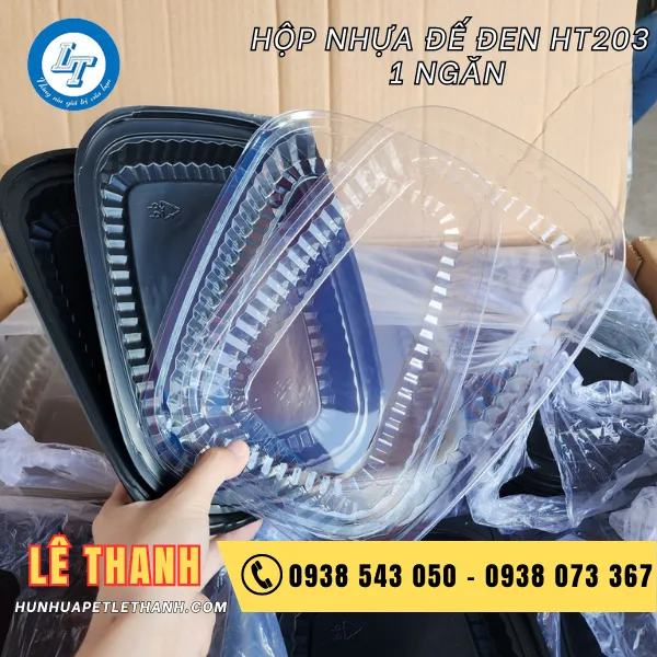HỘP NHỰA ĐẾ ĐEN HT203 1 NGĂN